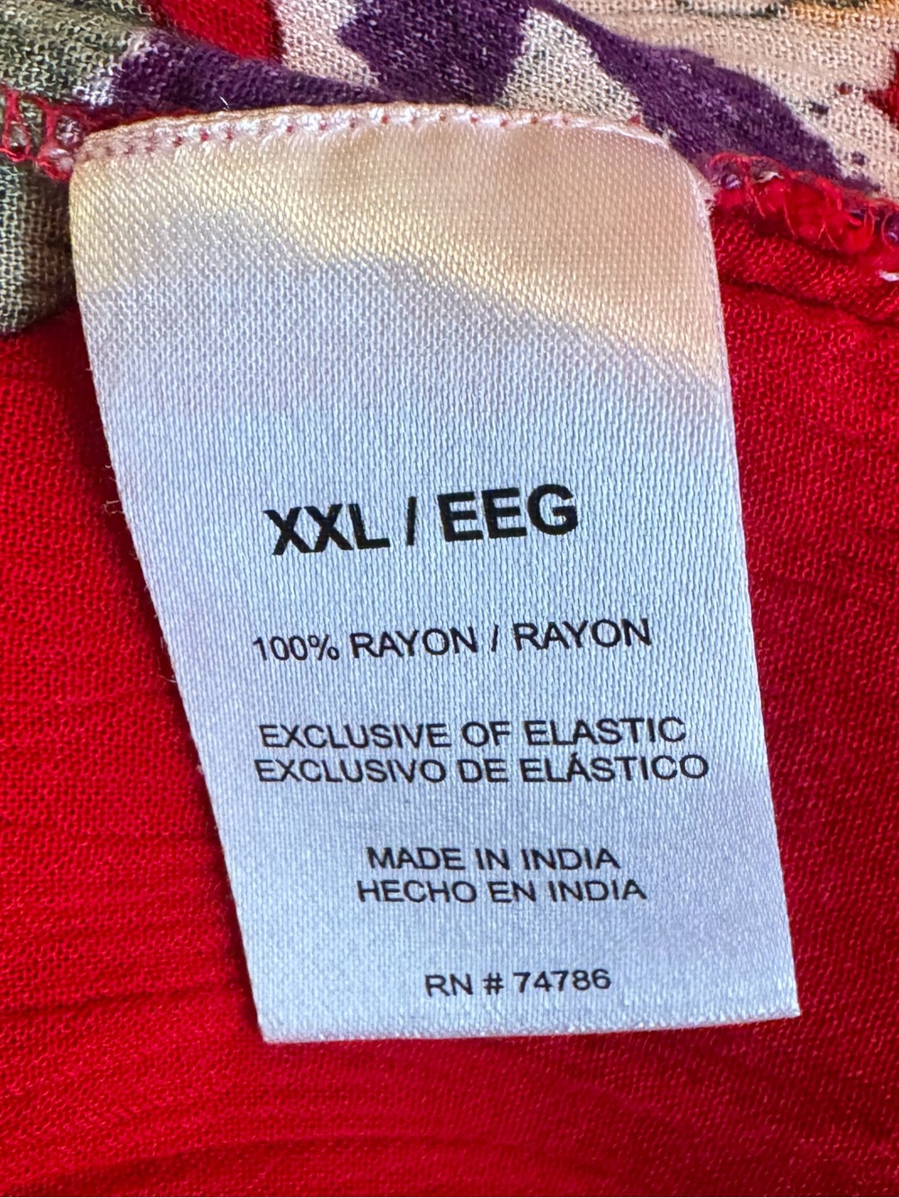 Bila Sz XXL Floral Rayon Midi Dress in Red with Multicolor Blooms - Picture 7 of 7